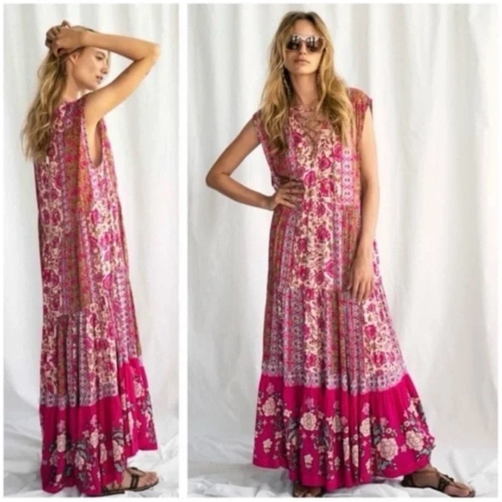 Free People Hanalei Bay lace up maxi dress XS